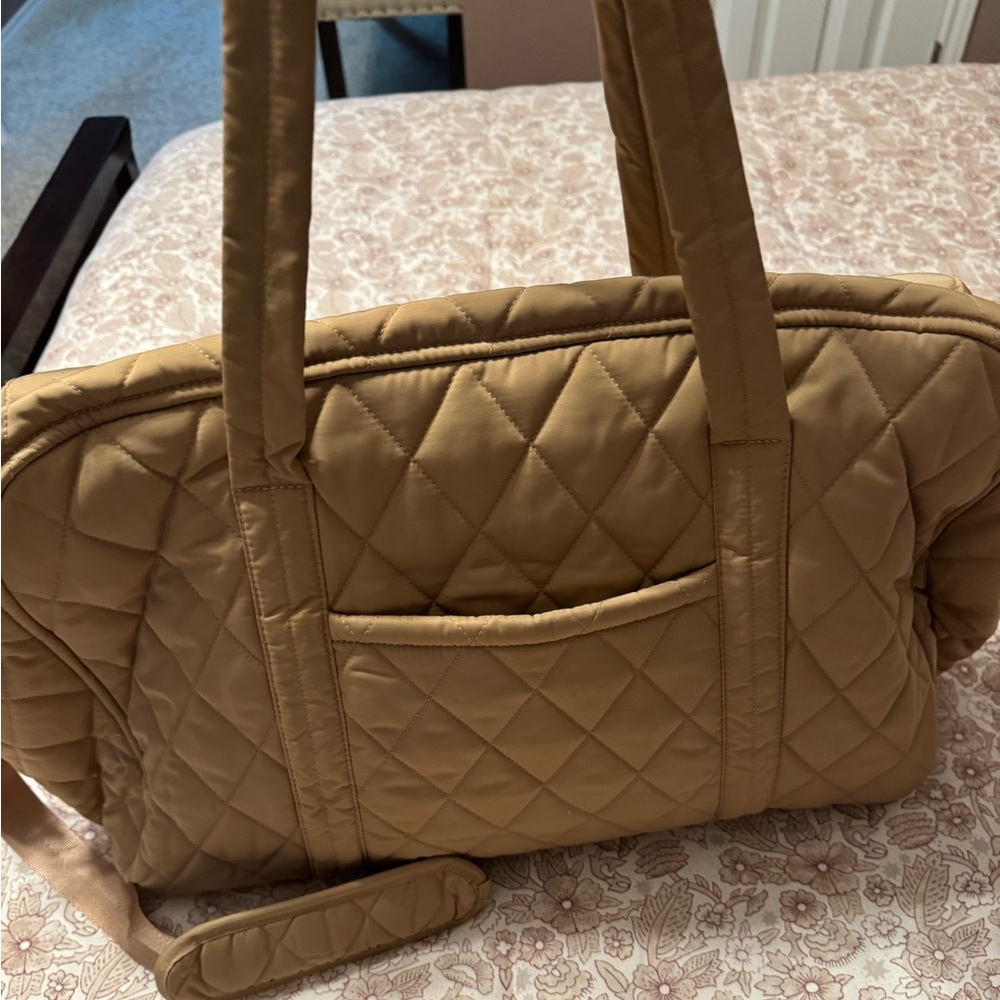 Vera Bradley Tan Quilted Travel Bag with Faux Leather Handles - Picture 2 of 5